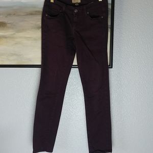 Paige | Black Cherry | Low Rise Peg Skinny Jean | Size 25
